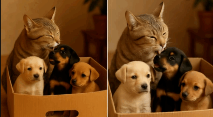 Cat Brings Puppies Home, Then Police Arrive