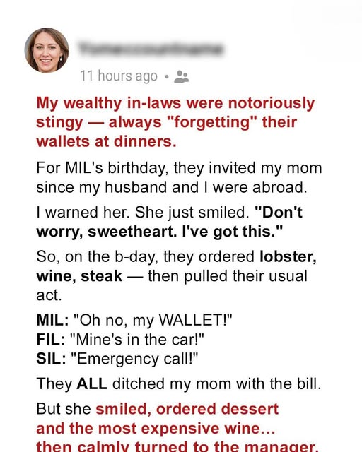 The Dinner Bill No One Wanted to Pay — Until My Mom Took Charge