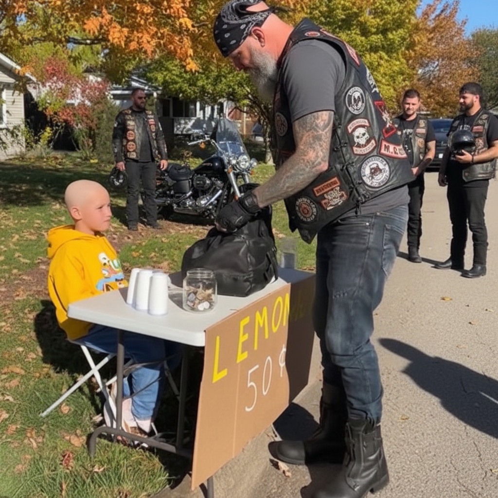 Bikers Stop at an Empty Lemonade Stand After Seeing the Hidden Message