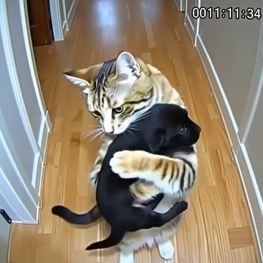Cat Brings Home Puppies — Then a Policeman Knocks at the Door