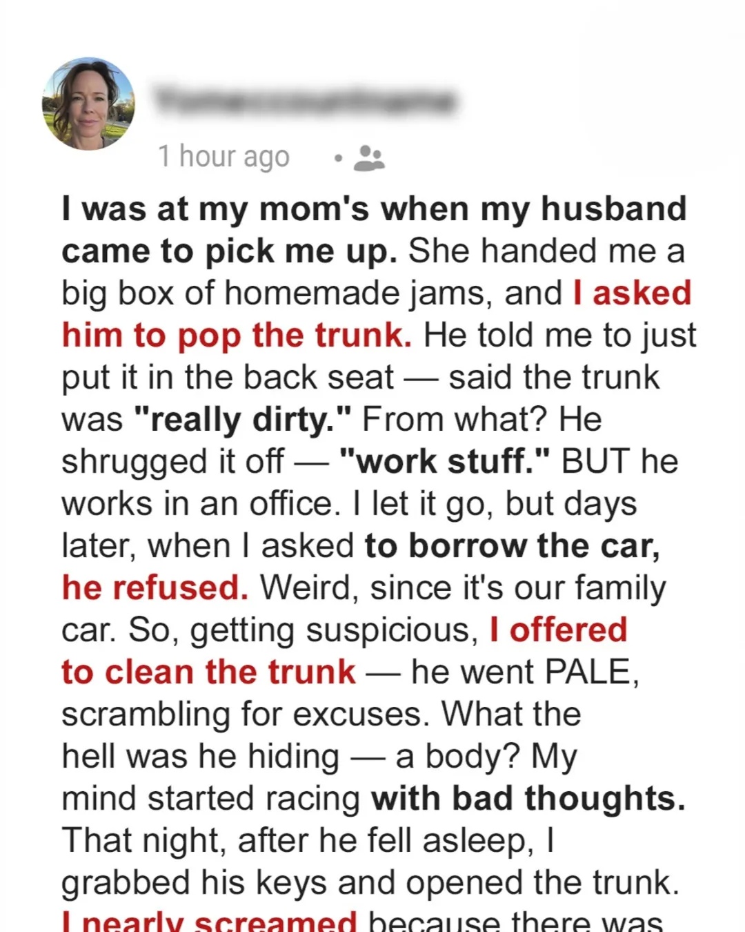 I Found Out Why My Husband Locked the Car Trunk — The Truth Surprised Me