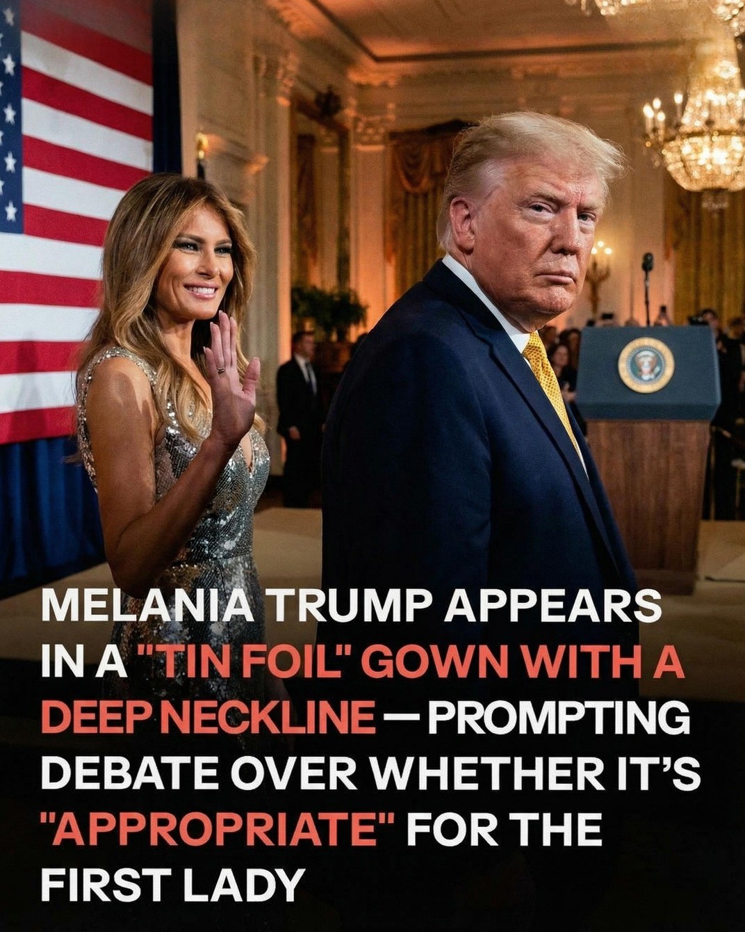 Melania Trump Steps Out in a Silver Look During Mar-a-Lago Event